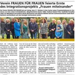 Verein FRAUEN FÜR FRAUEN feierte Ernte des Integrationsprojekts